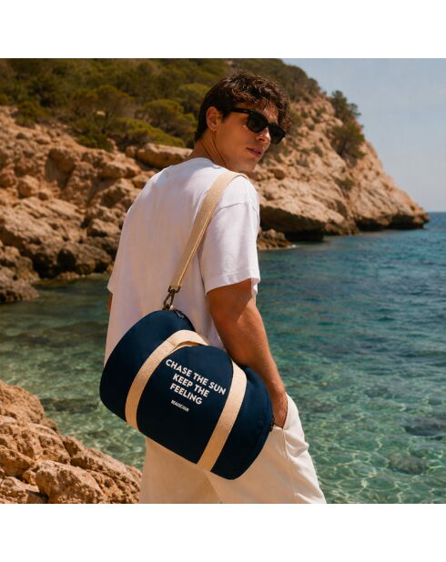 Gym Bag en coton pour femme bleu marine - 45x25x25 cm