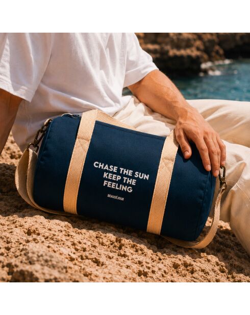 Gym Bag en coton pour femme bleu marine - 45x25x25 cm