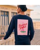 Marineblaues Baumwoll-Sweatshirt Eiffelturm