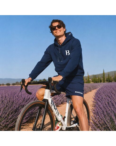 Marineblauwe hoodie van katoen B