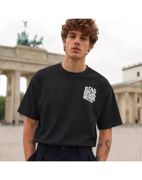 T-shirt Boxy Berlin nera in cotone