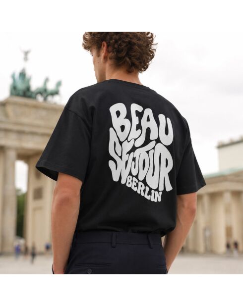 T-shirt Boxy Berlin nera in cotone