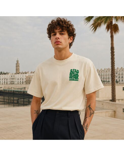 Boxy Casablanca T-shirt van crèmekleurig katoen