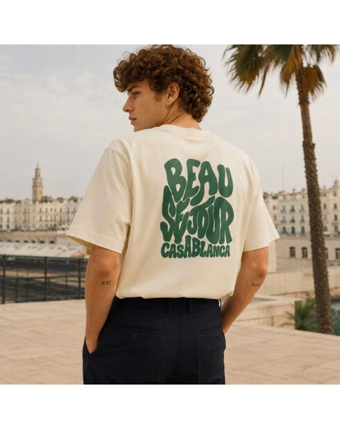 Boxy Casablanca T-shirt van crèmekleurig katoen