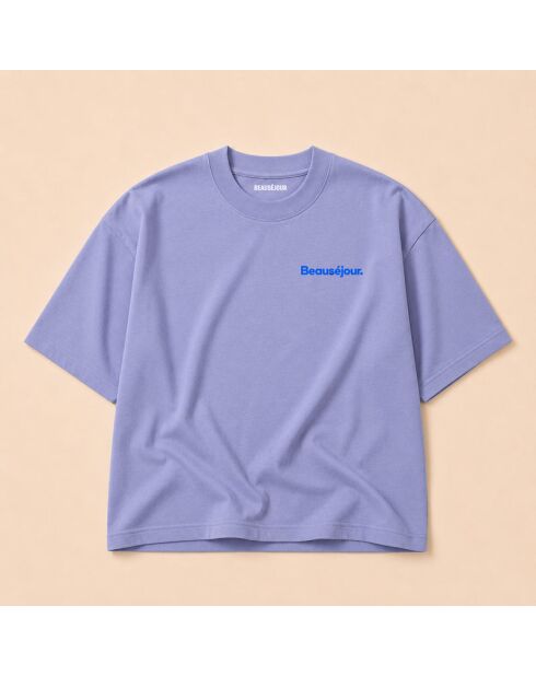 T-shirt boxy 100% Memories lavender in cotone