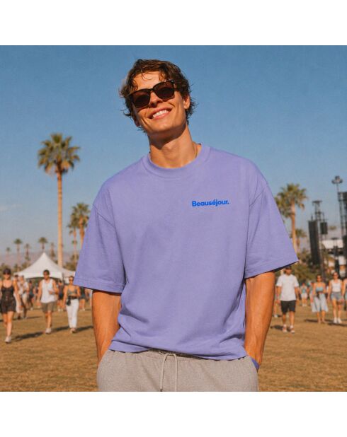 T-shirt boxy 100% Memories lavender in cotone