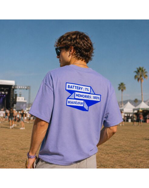 T-shirt boxy 100% Memories lavender in cotone