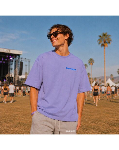 T-shirt boxy 100% Memories lavender in cotone