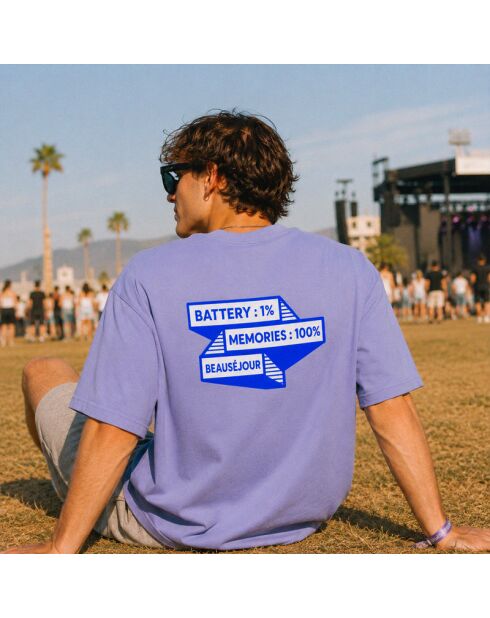 T-shirt boxy 100% Memories lavender in cotone