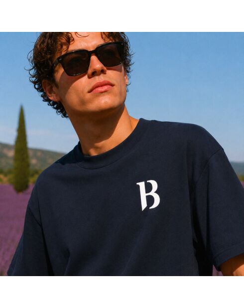 Boxy katoenen t-shirt marineblauw marineblauw