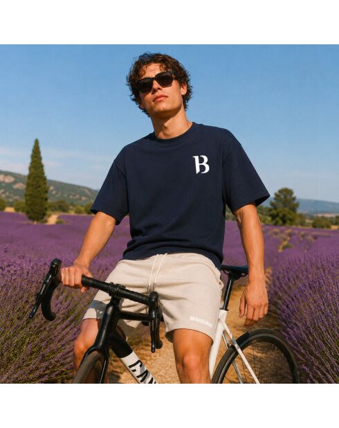 Boxy katoenen t-shirt marineblauw marineblauw