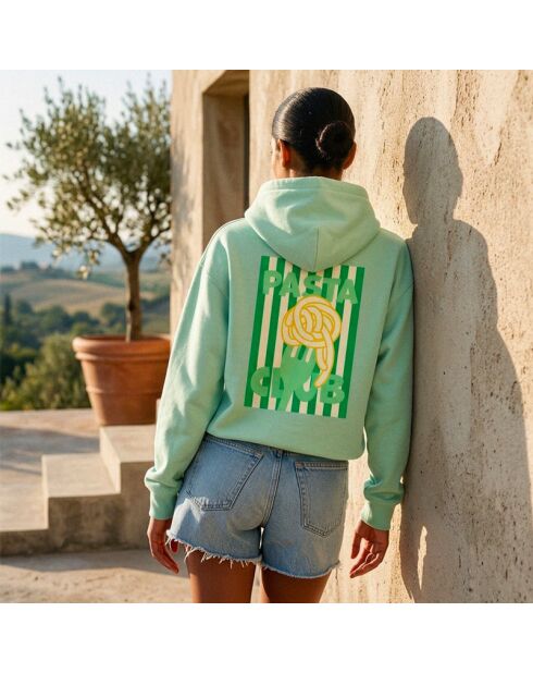 Hoodie en coton Pasta Club aloé