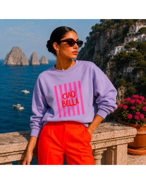 Ciao Bella sweatshirt van lavendelkleurig katoen