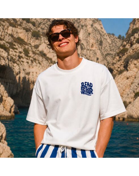 Boxy wit T-shirt van Marseillekatoen in wit katoen