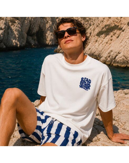 Boxy wit T-shirt van Marseillekatoen in wit katoen