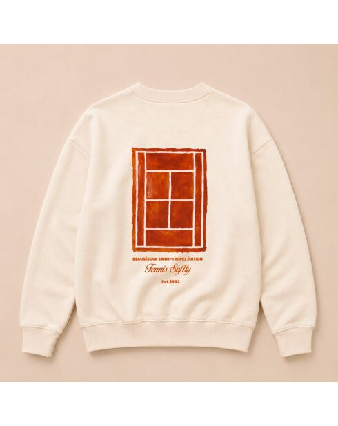 Sweatshirt en coton Tennis crème