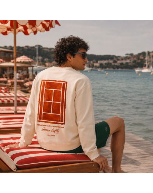 Sweatshirt en coton Tennis crème