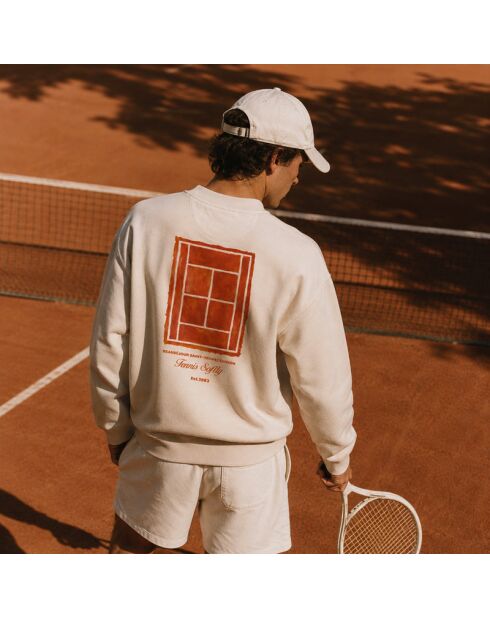 Sweatshirt en coton Tennis crème