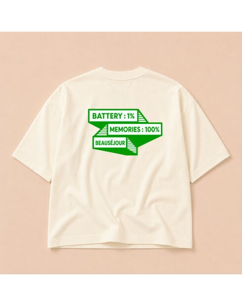 Boxy T-shirt van 100% Memories crèmekleurig katoen