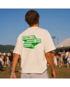 Boxy T-shirt van 100% Memories crèmekleurig katoen