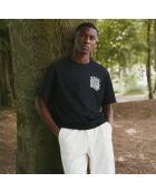 T-shirt nera in cotone Boxy Paris