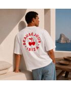 Boxy Ibiza wit T-shirt van katoen met ronde vorm