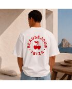 Boxy Ibiza wit T-shirt van katoen met ronde vorm