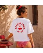 Weißes Baumwoll-T-Shirt Boxy Ibiza