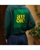 Sudadera de algodón verde Amore