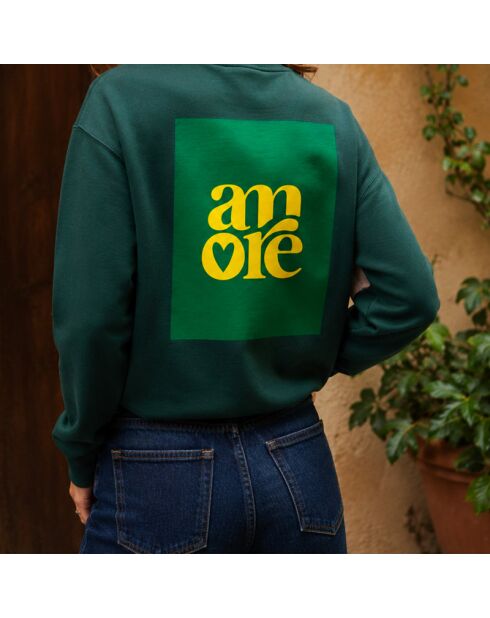 Sudadera de algodón verde Amore