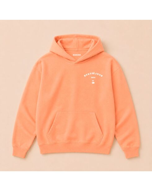 Ibiza hoodie van perzikkleurig katoen