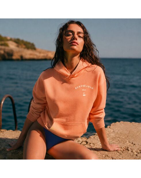 Ibiza hoodie van perzikkleurig katoen