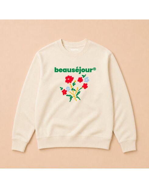 Sweat en coton Flowers crème