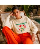 Sweat en coton Flowers crème