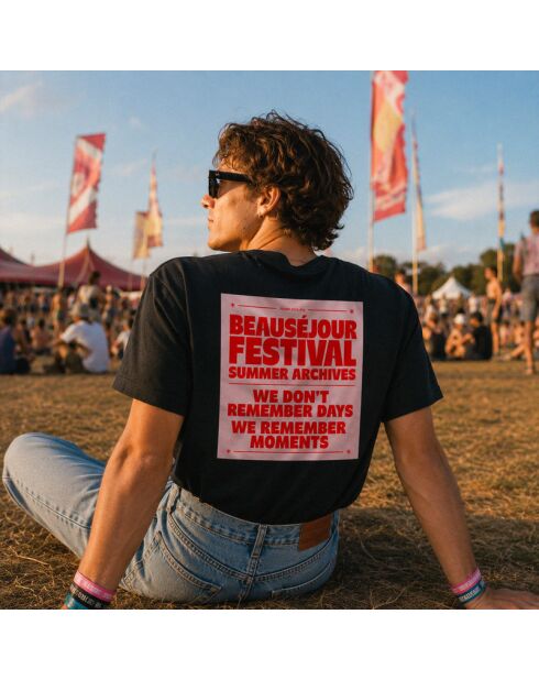 Boxy Summer Archives zwart katoenen T-shirt