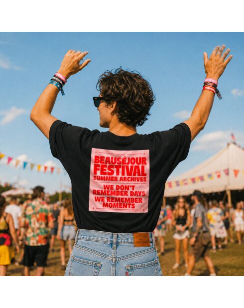 Boxy Summer Archives zwart katoenen T-shirt