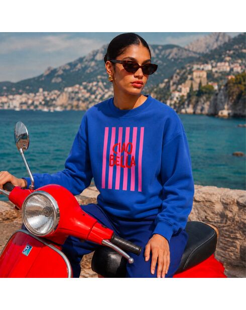 Sudadera Ciao Bella de algodón azul royal