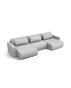 Canapé d'angle reversible avec coffre de rangement convertible Belfast 4 places gris clair - 340x149x84 cm
