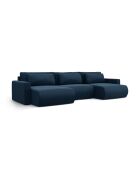 Canapé panoramique convertible avec coffre de rangement velours Belfast 4 places bleu roi - 340x149x84 cm
