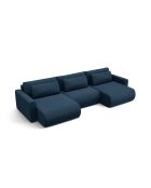 Canapé panoramique convertible avec coffre de rangement velours Belfast 4 places bleu roi - 340x149x84 cm