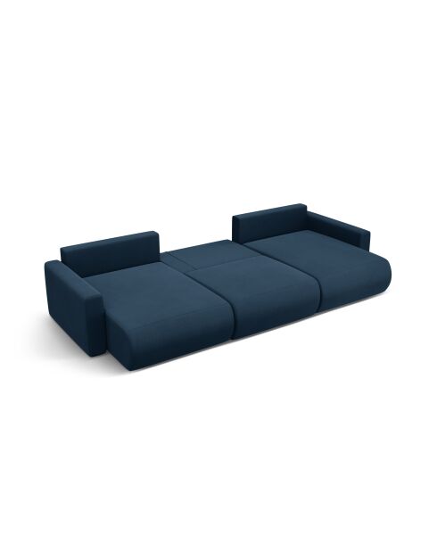 Canapé panoramique convertible avec coffre de rangement velours Belfast 4 places bleu roi - 340x149x84 cm