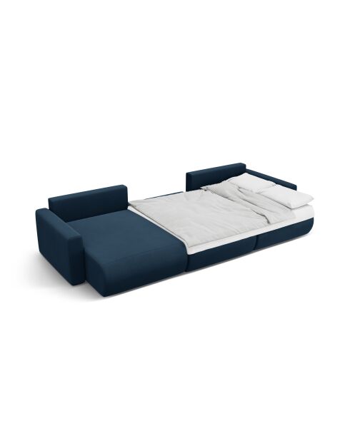 Canapé panoramique convertible avec coffre de rangement velours Belfast 4 places bleu roi - 340x149x84 cm