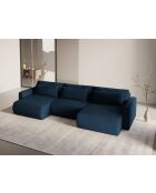 Canapé panoramique convertible avec coffre de rangement velours Belfast 4 places bleu roi - 340x149x84 cm