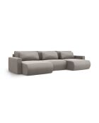 Canapé panoramique convertible avec coffre de rangement velours Belfast 4 places gris chaud - 340x149x84 cm