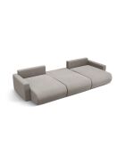 Canapé panoramique convertible avec coffre de rangement velours Belfast 4 places gris chaud - 340x149x84 cm