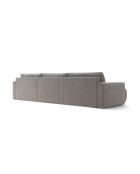 Canapé panoramique convertible avec coffre de rangement velours Belfast 4 places gris chaud - 340x149x84 cm