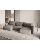 Canapé panoramique convertible avec coffre de rangement velours Belfast 4 places gris chaud - 340x149x84 cm