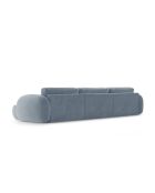 Canapé panoramique convertible avec coffre de rangement velours Tonale 5 places bleu gris - 362x149x88 cm