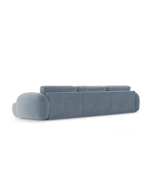 Canapé panoramique convertible avec coffre de rangement velours Tonale 5 places bleu gris - 362x149x88 cm