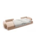 Canapé panoramique convertible avec coffre de rangement velours Tonale 5 places amande beige - 362x149x88 cm